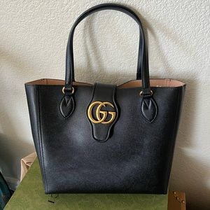 Gucci Black Leather Shoulder Tote Purse